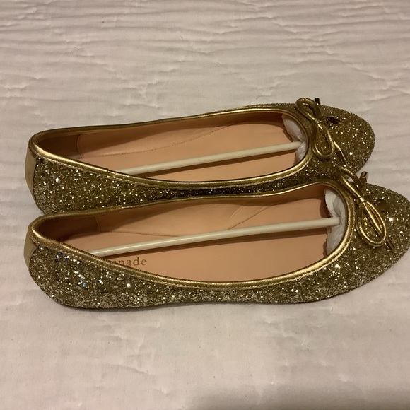 Kate Spade NewYork Gold Glitter Ballet Flats - Picture 6 of 7